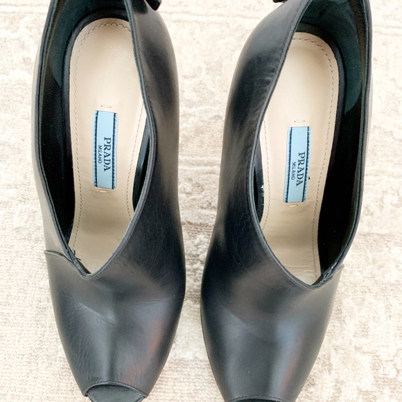 Prada Asymmetric Peep Toe Bootie Size 36.5 - Picture 3 of 6
